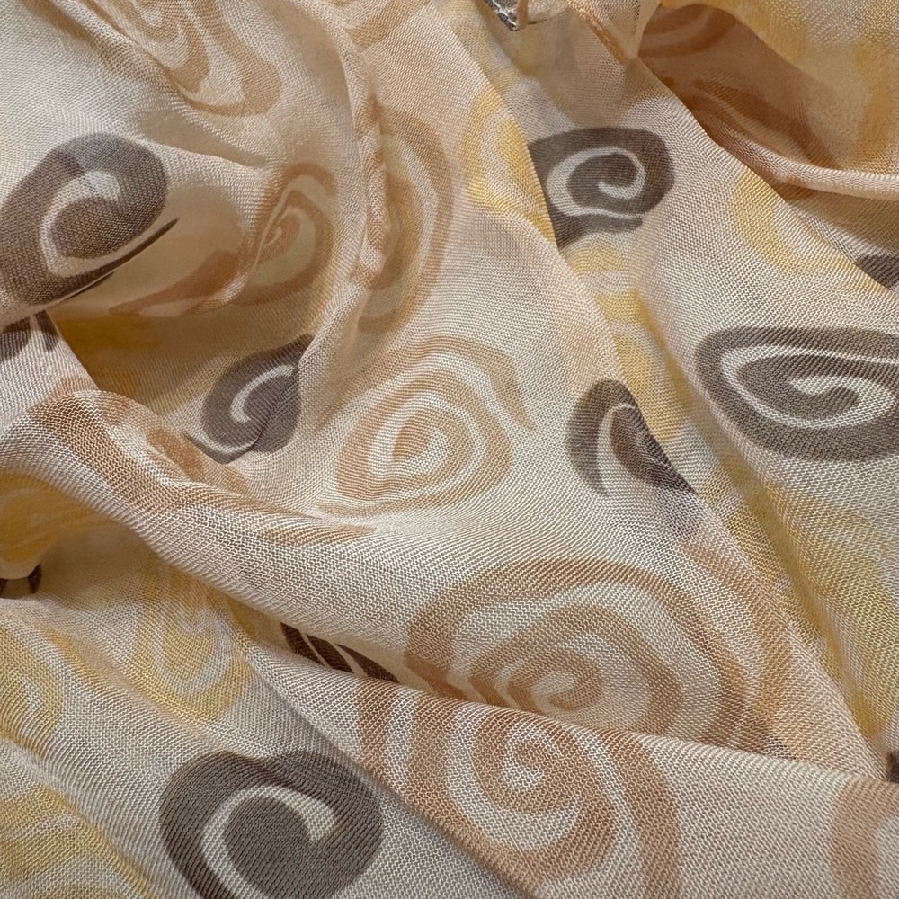 ATG Scarf 14x56 Swirl Pattern Cream and Brown By All That Glitters